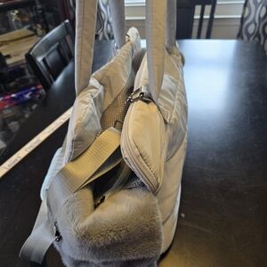 Symphony Pet Small Dog Handbag Carrier Faux Fur Mesh Fabric Gray